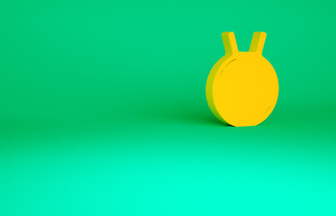 Orange Kettlebell icon isolated on green background. Sport equipment. Minimalism concept. 3d illustration 3D render.