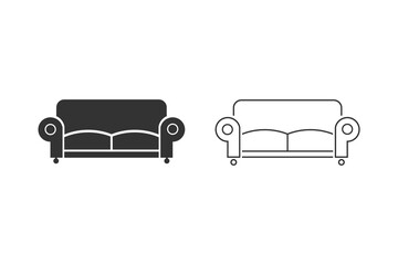 Plakat Sofa Line Icon Set. Furniture or Interior Element Illustration in Glyph Style As A Simple Vector 