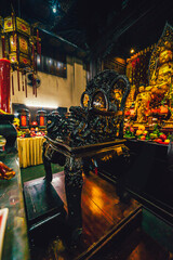 Interior of Thousand Buddha Temple or Chua Van Phat pagoda in District 5, Ho Chi Minh City, Vietnam near mid-Autumn festival on Aug 31 2020