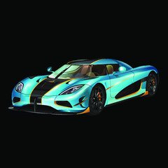 Fast luxury sports car. Blue vehicle