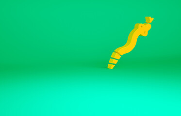 Orange Snake icon isolated on green background. Minimalism concept. 3d illustration 3D render.