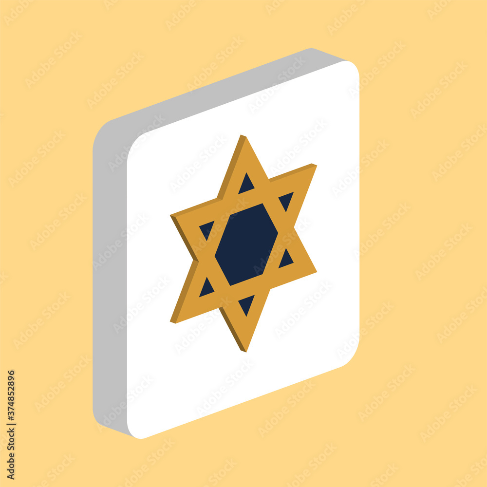 Poster Judaica David Star Simple vector icon. Illustration symbol design template for web mobile UI element. Perfect color isometric pictogram on 3d white square. David Star icons for business project.