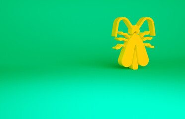 Orange Clothes moth icon isolated on green background. Minimalism concept. 3d illustration 3D render.