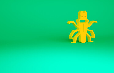 Orange Termite icon isolated on green background. Minimalism concept. 3d illustration 3D render.