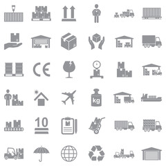 Cargo Icons. Gray Flat Design. Vector Illustration.