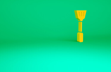 Orange Fly swatter icon isolated on green background. Minimalism concept. 3d illustration 3D render.