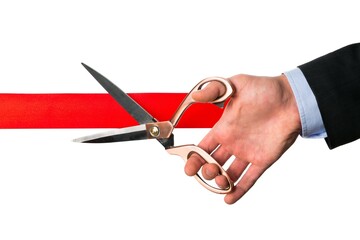 Businessman Cutting Red Ribbon