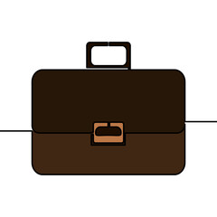 Flat continuous drawing line art Briefcase concept