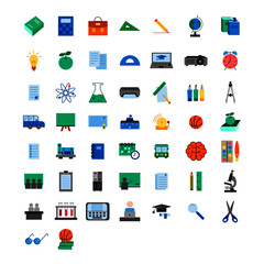 Nature and school flat icon pack