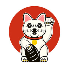 Maneki Neko japanese lucky cat cartoon vector