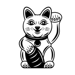 Maneki Neko traditional japanese lucky cat vector 