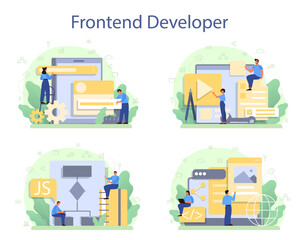Frontend developer concept set. Website interface design improvement