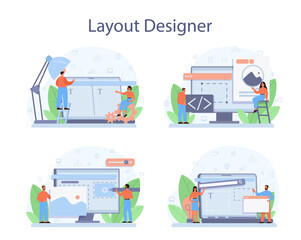 Fototapeta na wymiar Layout designer concept set. Web development, mobile app