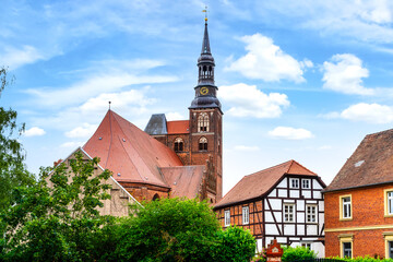 View to the St Stephen's Church in the old town of Tangermünde