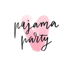 Pajama party vector phrase for party invitation, card, poster or banner.