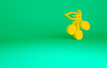 Orange Olives branch icon isolated on green background. Minimalism concept. 3d illustration 3D render.