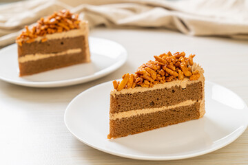 coffee almonds cake on plate