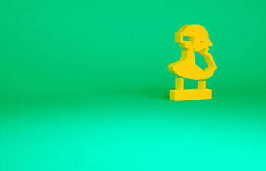 Orange Ancient bust sculpture icon isolated on green background. Minimalism concept. 3d illustration 3D render.