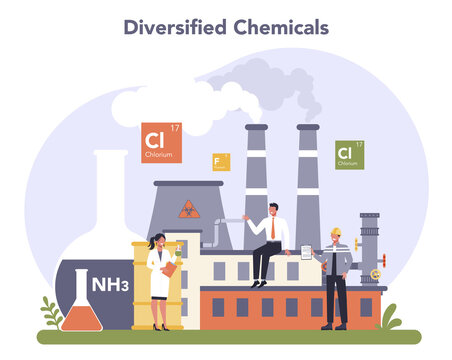 Chemical industry concept. Industrial chemistry and chemicals