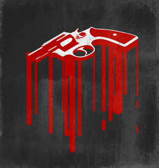 Revolver with blood stains - obrazy, fototapety, plakaty