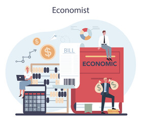 Economics and finance concept. Business people work with