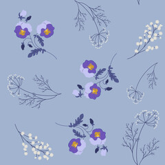 Seamless vector illustration with pansies