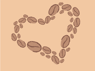 abstract background with hearts from coffee beans