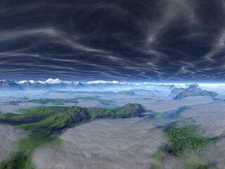 Fototapeta premium Green and blue beautiful landscape