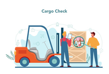 Forwarder concept. Transportation service concept. Loader in uniform
