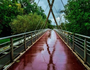 Obraz premium Bridge over the river on a rainy day in Melhouse, Alsace, France