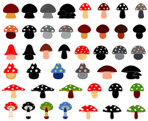 Isolated Multicolor Mushroom Illustration Vectors