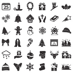 Christmas Icons. Black Scribble Design. Vector Illustration.