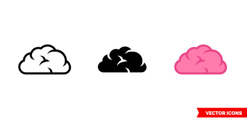 Brain icon of 3 types color, black and white, outline. Isolated vector sign symbol.