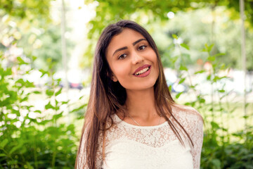 woman in the park close up