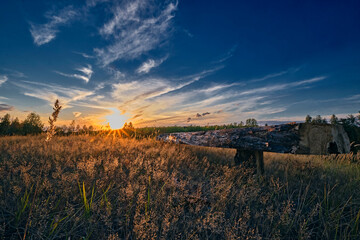 Sonnenuntergang an der Bockwindmühle Schönau bei Frohburg.