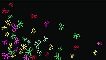 Festive Background with Colorful Bows. Trendy Pattern for Postcard, Print, Banner or Poster. Little Pretty Bows For Party Decoration, Wedding, Birthday or Anniversary Invitation. Vector 
