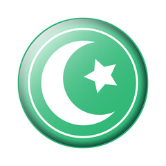 Symbol of Islam a crescent moon and star on a round background flat color for apps and websites
