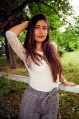 Fototapeta premium woman in the park close up
