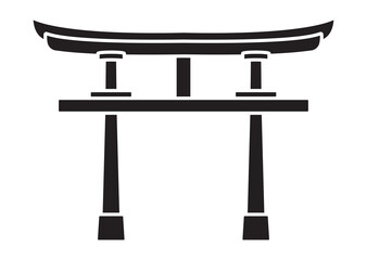 Shinto shrine gate or torii flat vector icon for apps or websites