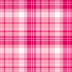 Seamless pattern in positive pink and white colors for plaid, fabric, textile, clothes, tablecloth and other things. Vector image.