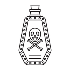 Poison bottle or poisonous chemicals with crossbones line art icon for apps or websites