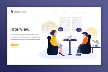 Job interview illustration concept landing page. candidate business concept