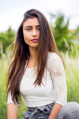 Fototapeta premium woman in the park close up