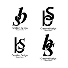 initial letter BS or SB logo vector design