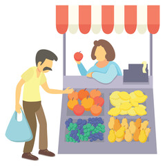 Vector flat illustration - customer bue fruits