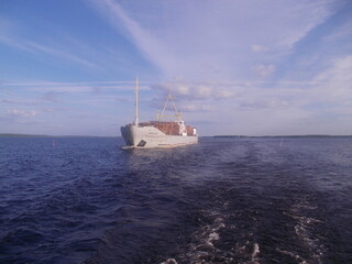 The White sea-Baltic canal, summer, a ship