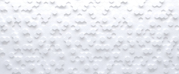 White hexagons abstract geometric background, 3d illustration