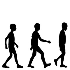 silhouette of a boy walking one after another
