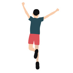 silhouette boy jumping, flat style