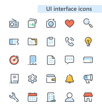 UI interface vector icons set.